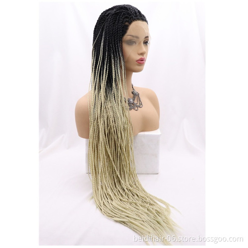 wholesale jumbo glueless transparent micro braided cornrow lace wig twist for black women pre braided wig